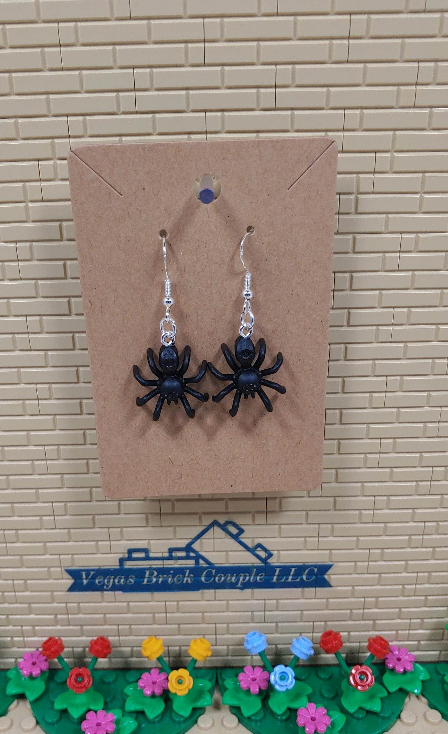 Spider Dangling Silver Plated Hook Earrings