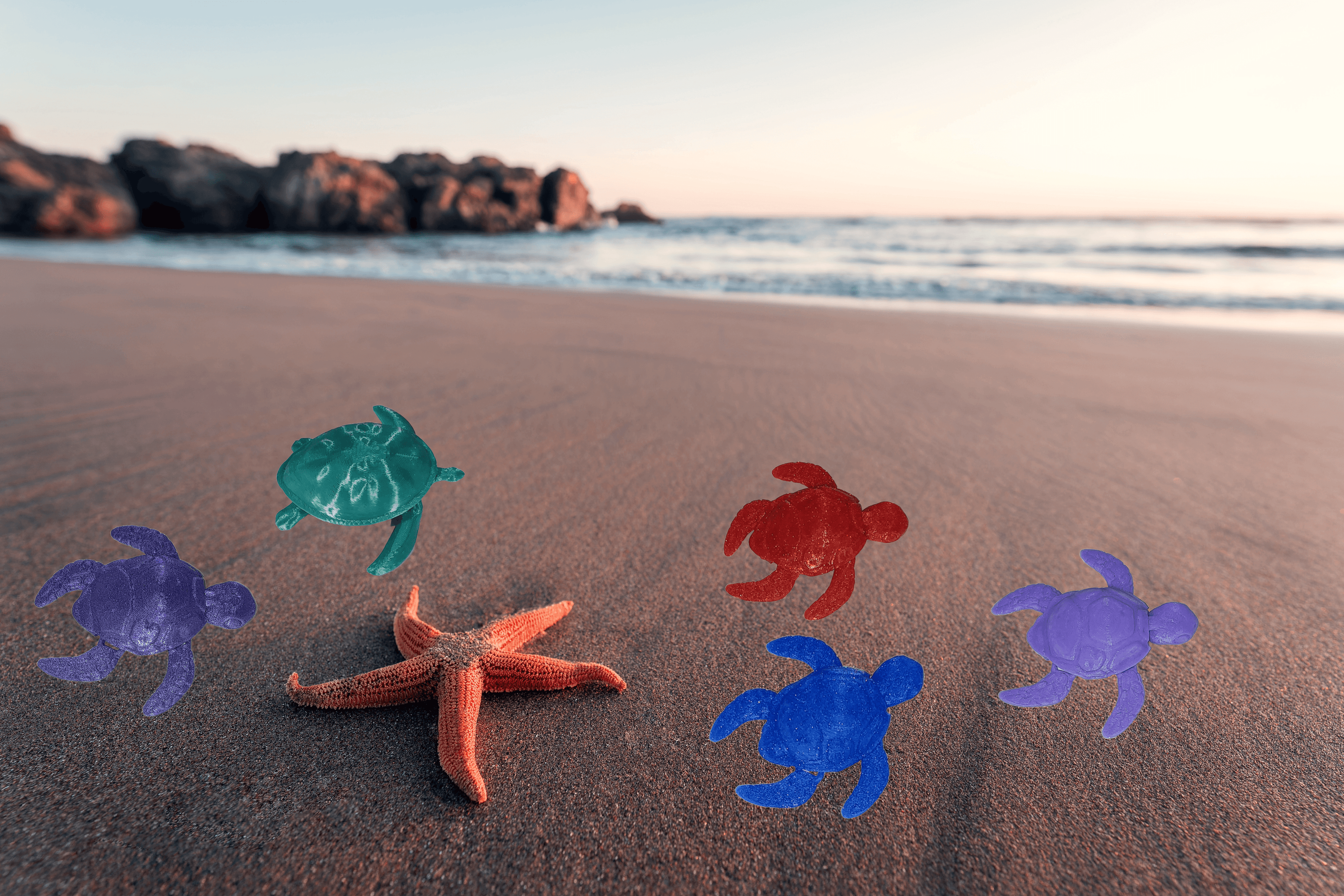Cute Flexible 3D Printed Turtle, Multiple Color Options Available
