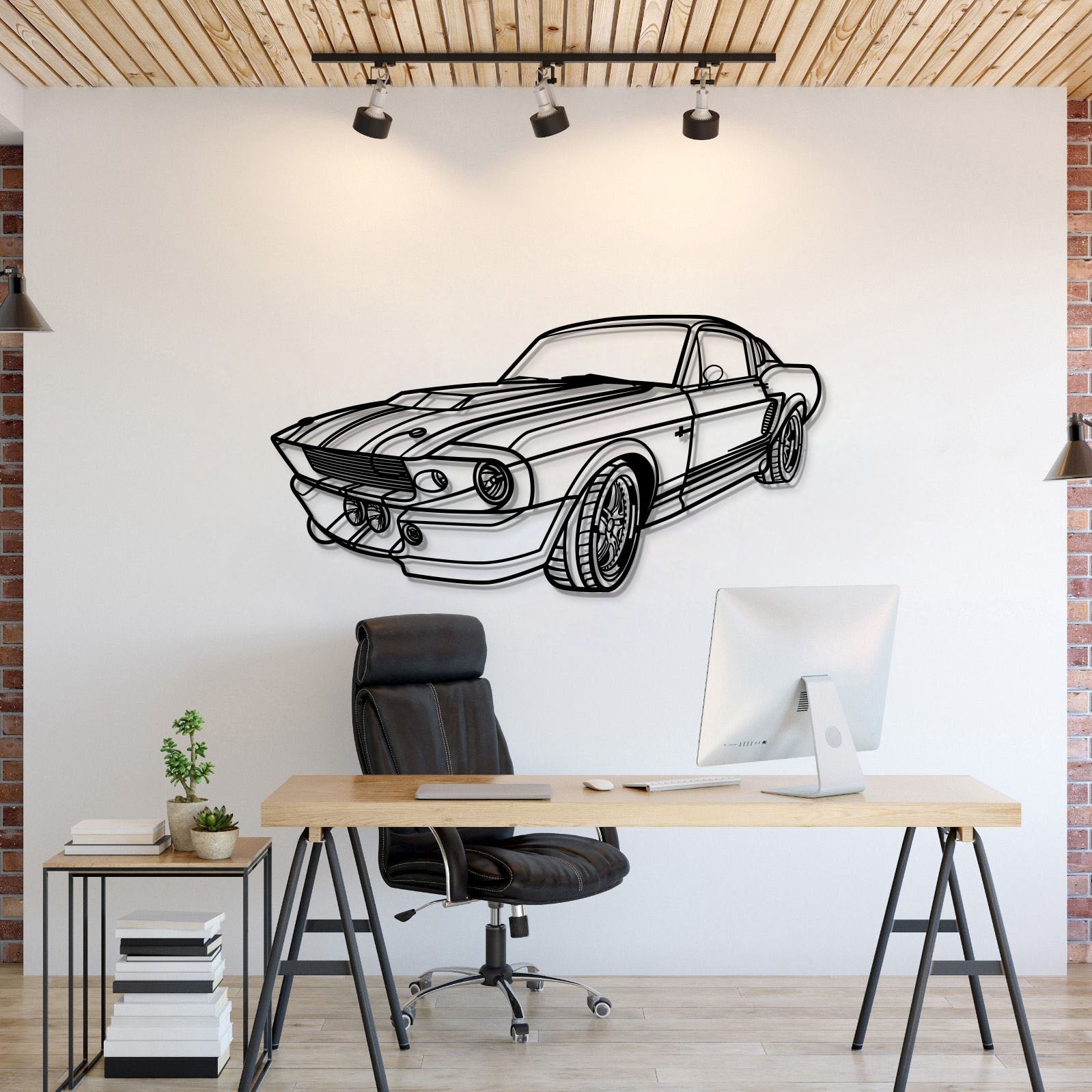 1967 Mustang Shelby GT500 Fastback Perspective Metal Car Wall Art - MT1155