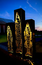Gone Fishing Pillar Luminary w/ Solar Cap | Freshwater Pack