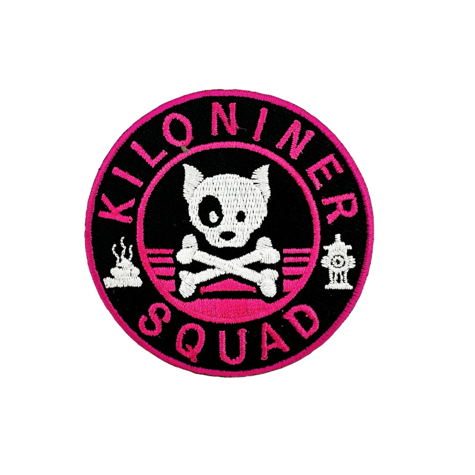 Dog and Crossbones Pink and Black Morale Patch