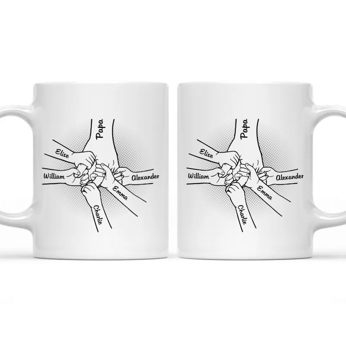 Best Papa Ever Holding Hand - Personalized Mug - Custom Father's Day, Birthday Gift For Dad, Papa, Grandpa