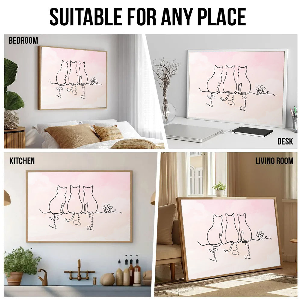 Adorable Cat Line - Personalized Poster/Canvas - Gift For Cat Lovers, Cat Mom, Cat Dad