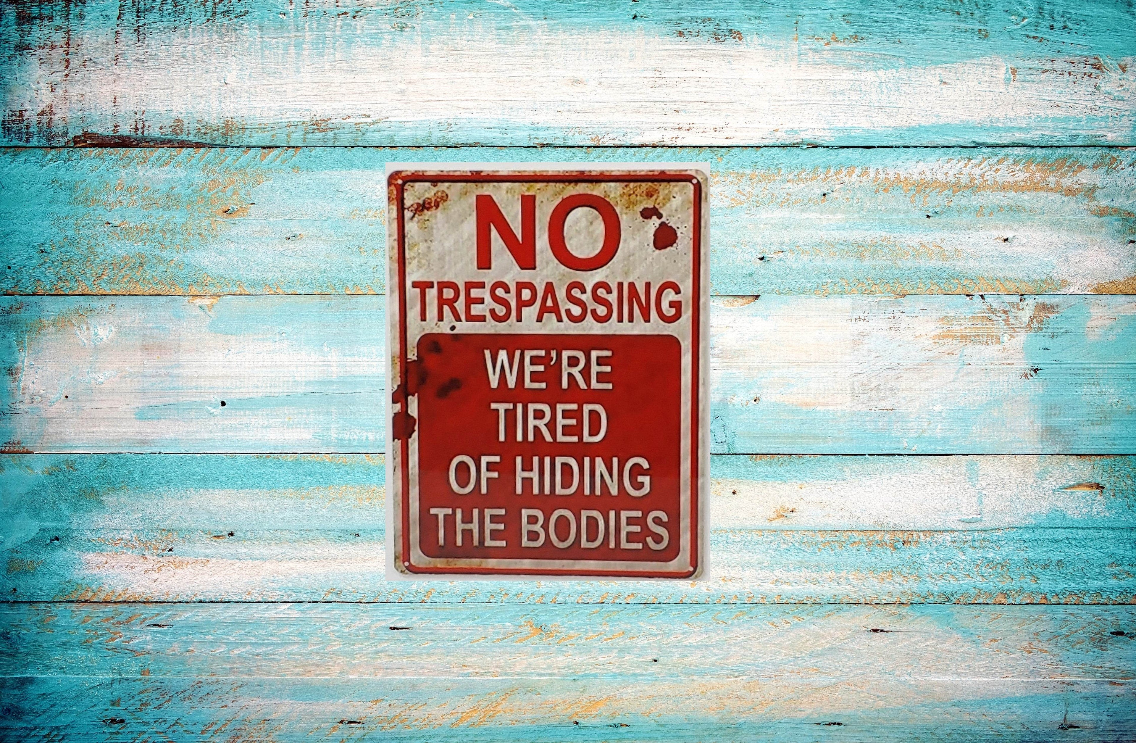 Funny NO TRESPASSING Sign Aluminum Sign 8x10