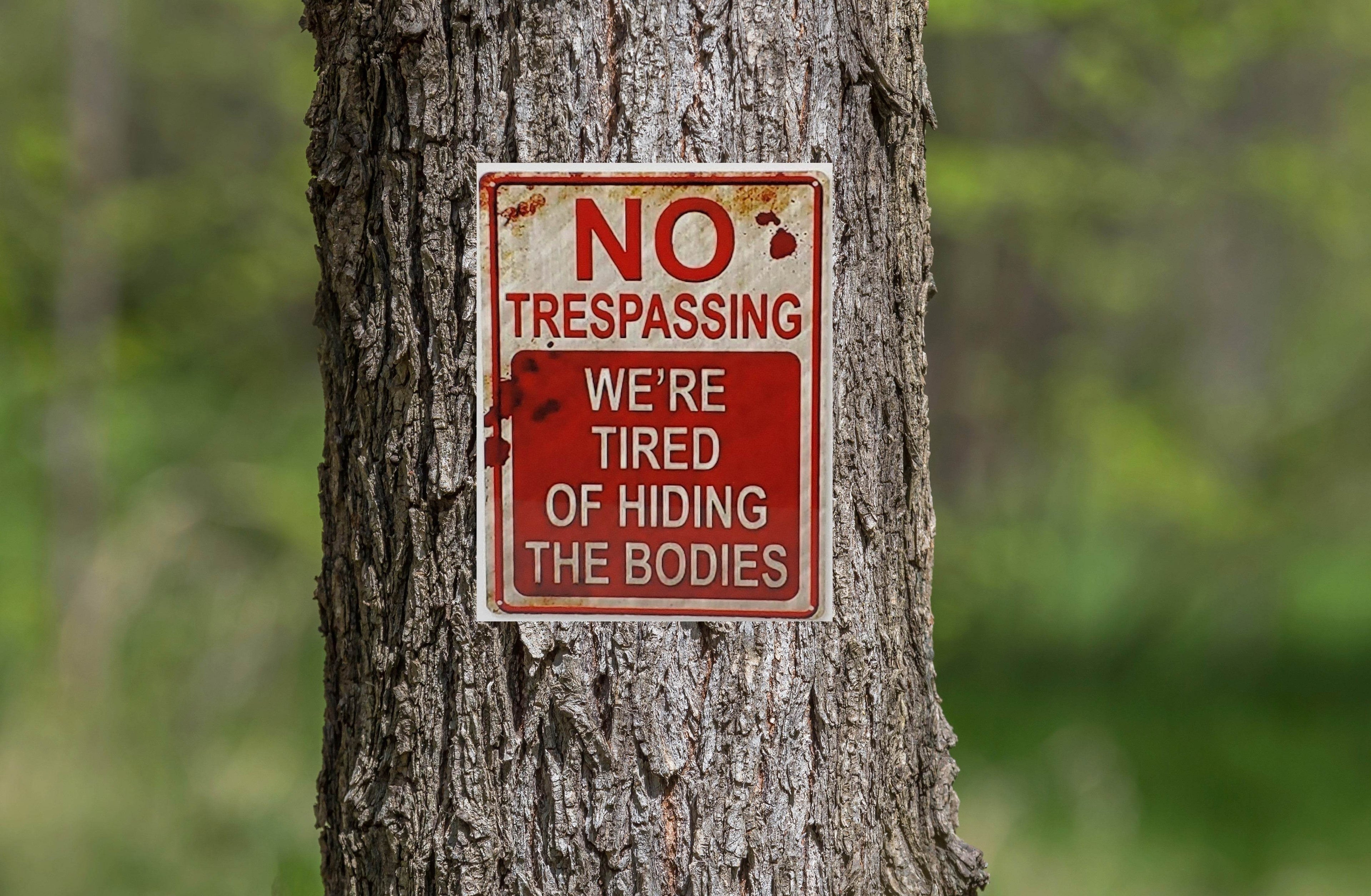 Funny NO TRESPASSING Sign Aluminum Sign 8x10