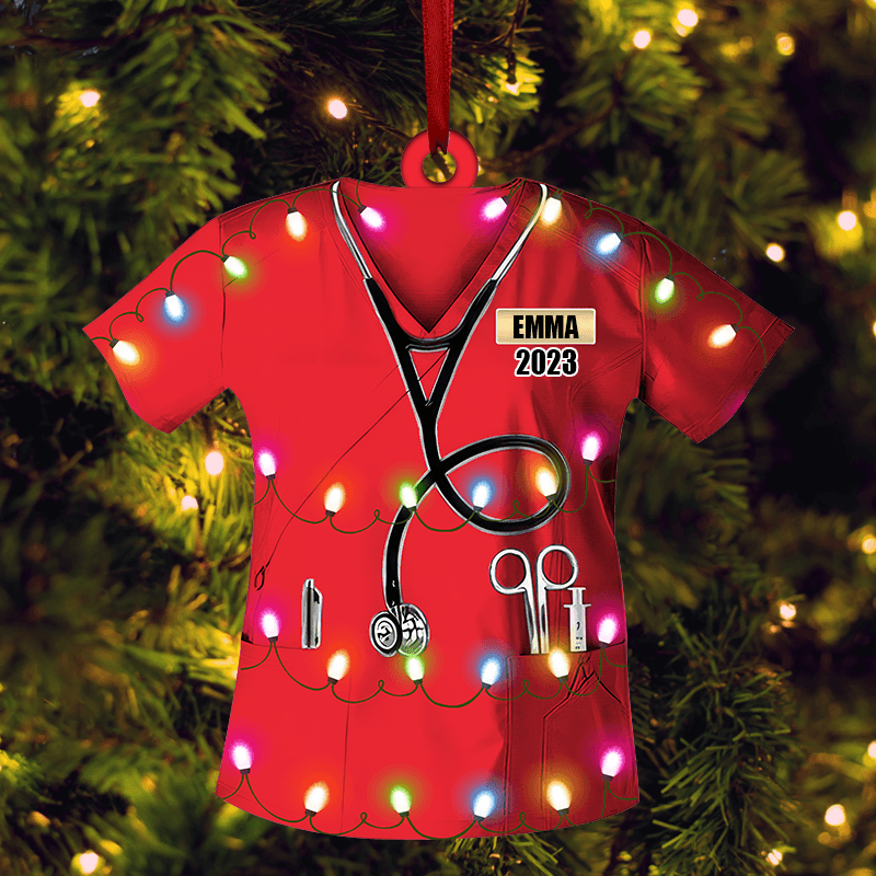 Personalized Nurse Uniform Christmas Ornament - Custom Shaped Ornament Acrylic - Christmas Gift for Nurse, CNA, Healthcare, Registered RN