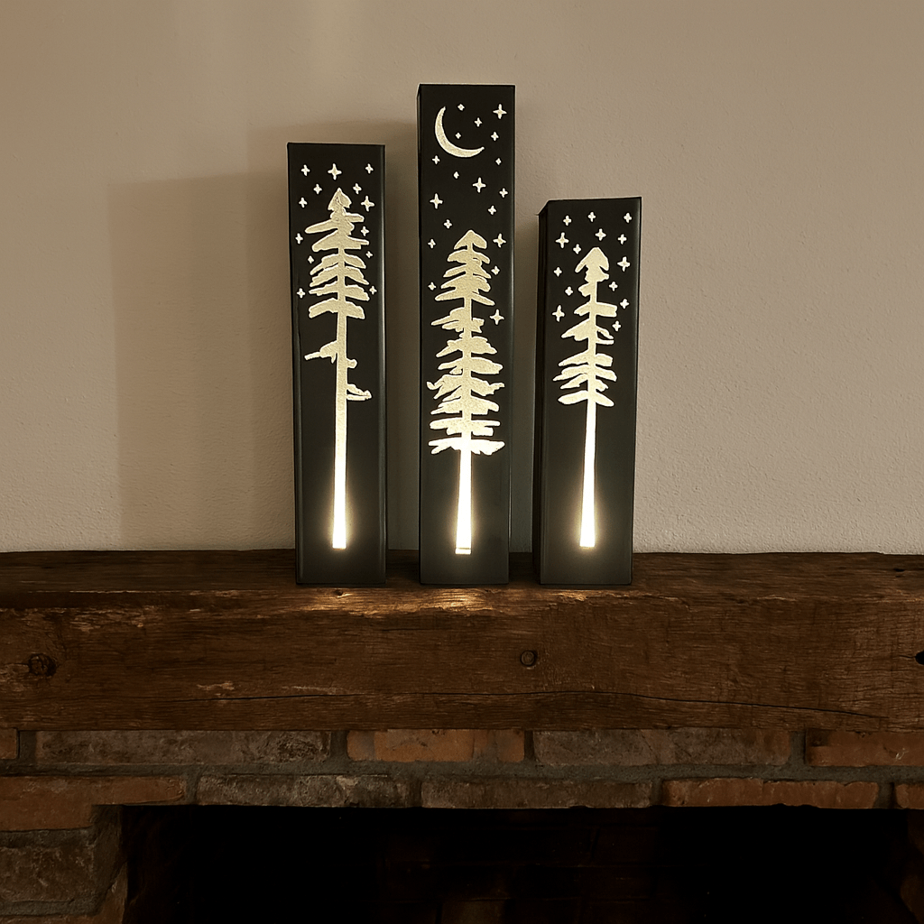 Pine Tree Night Sky Indoor Luminary | Multiple Sizes