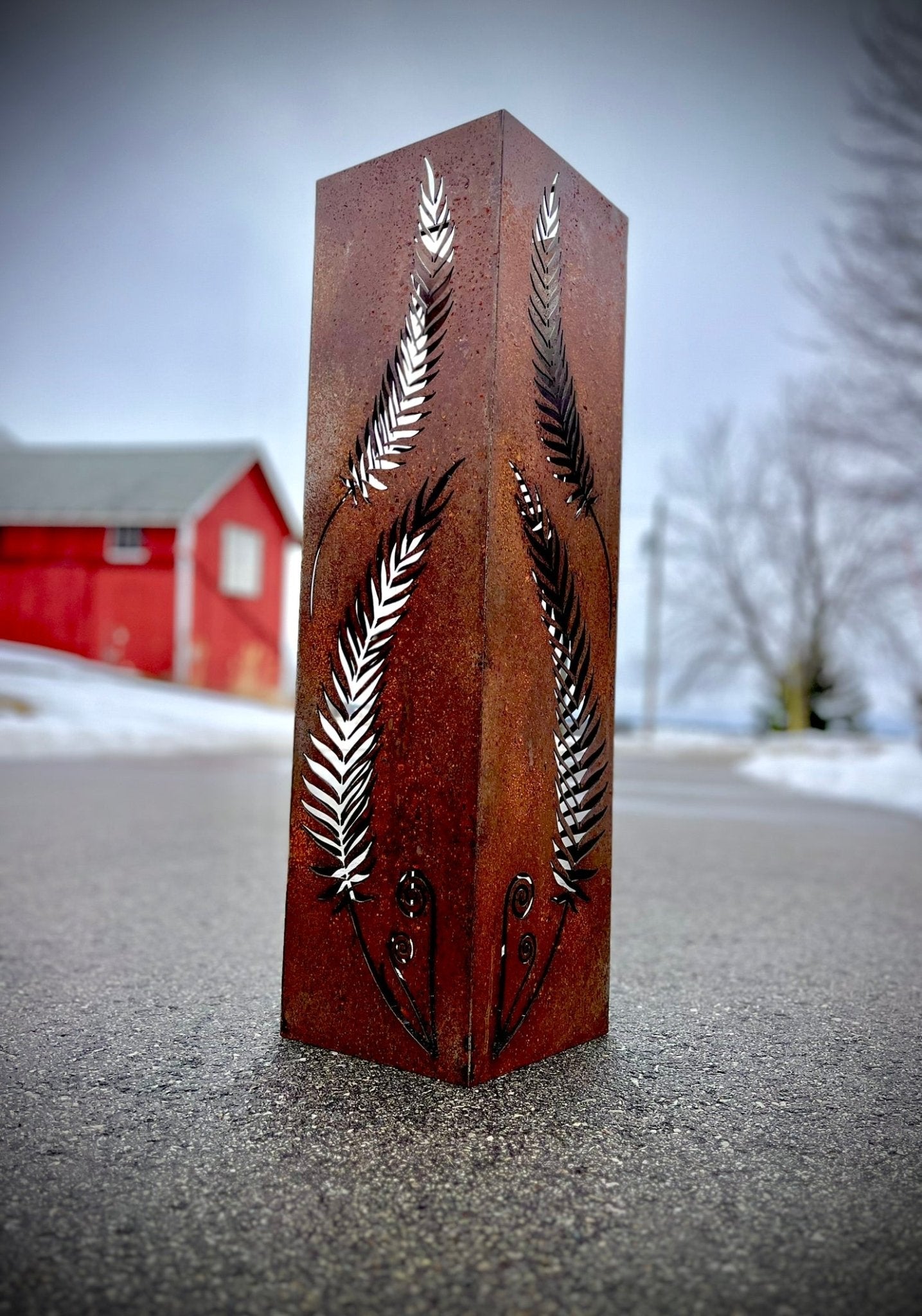 Rustic Metal Fern Luminary | Garden Column
