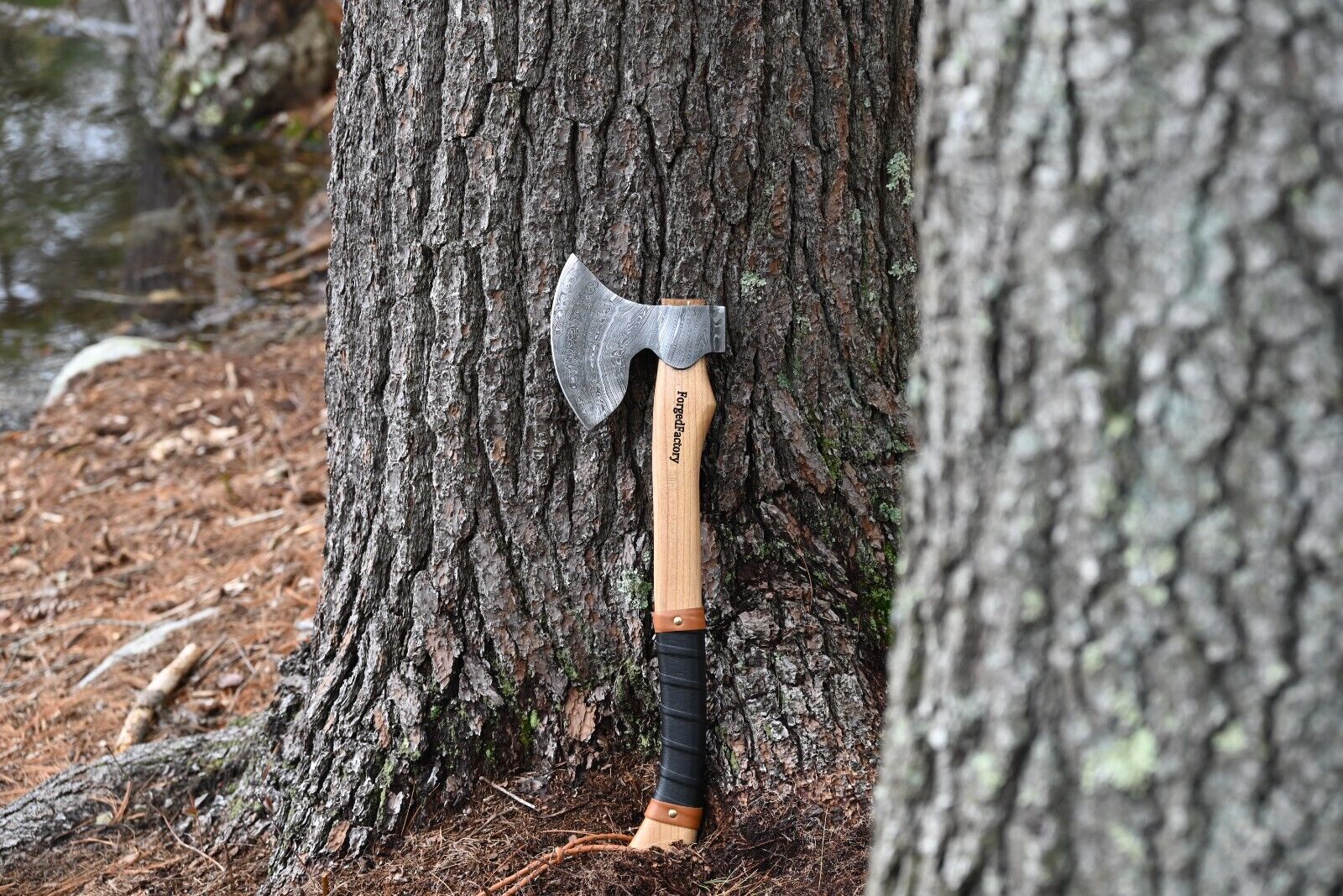 Custom Handmade Viking Axe with Forged 1095 Steel Blade and Ash Wood Leather-Wrapped Handle – KBS Knives Store