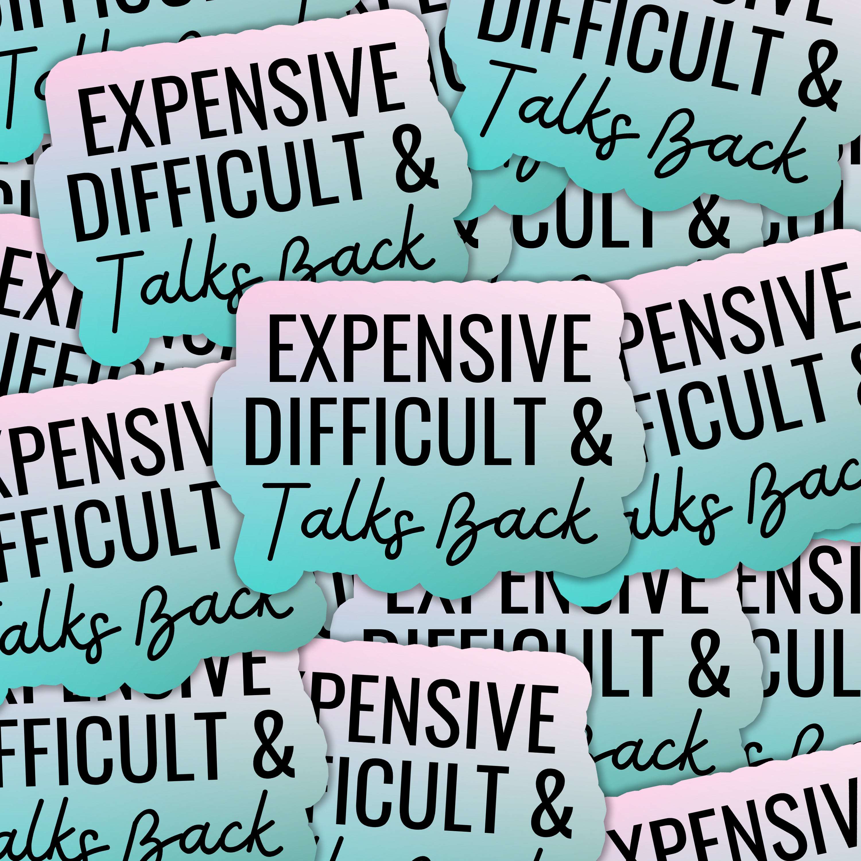Expensive Difficult & Talks Back Sticker