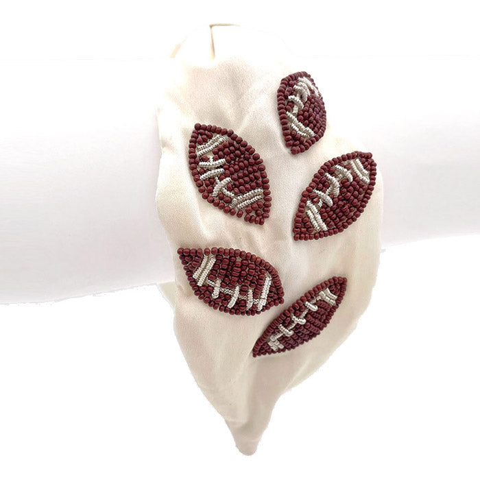 Seed Beaded Football Burnout Knot Headband