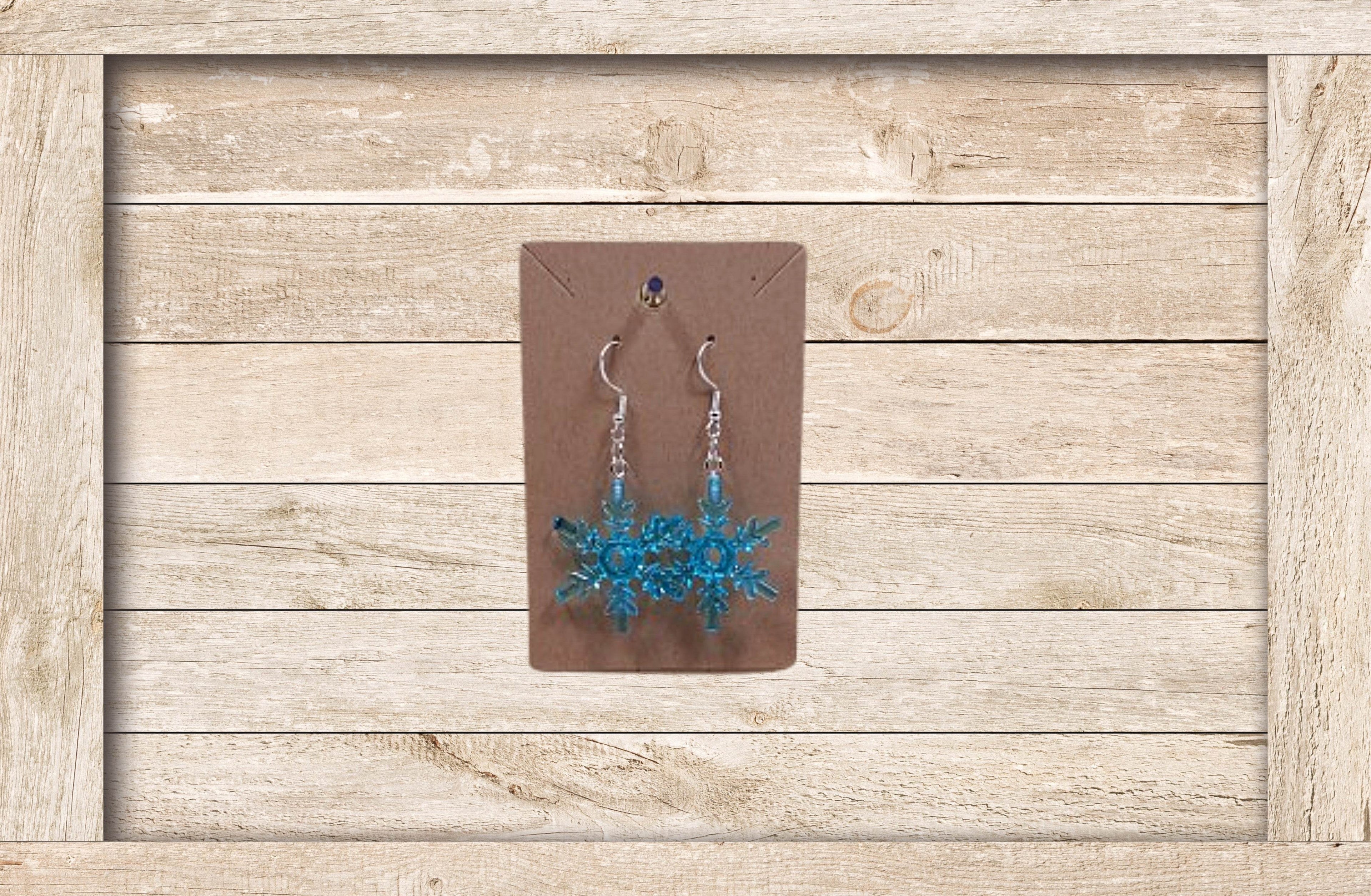 Lego® Transparent Blue Snowflake Dangling Silver Plated Hook Earrings