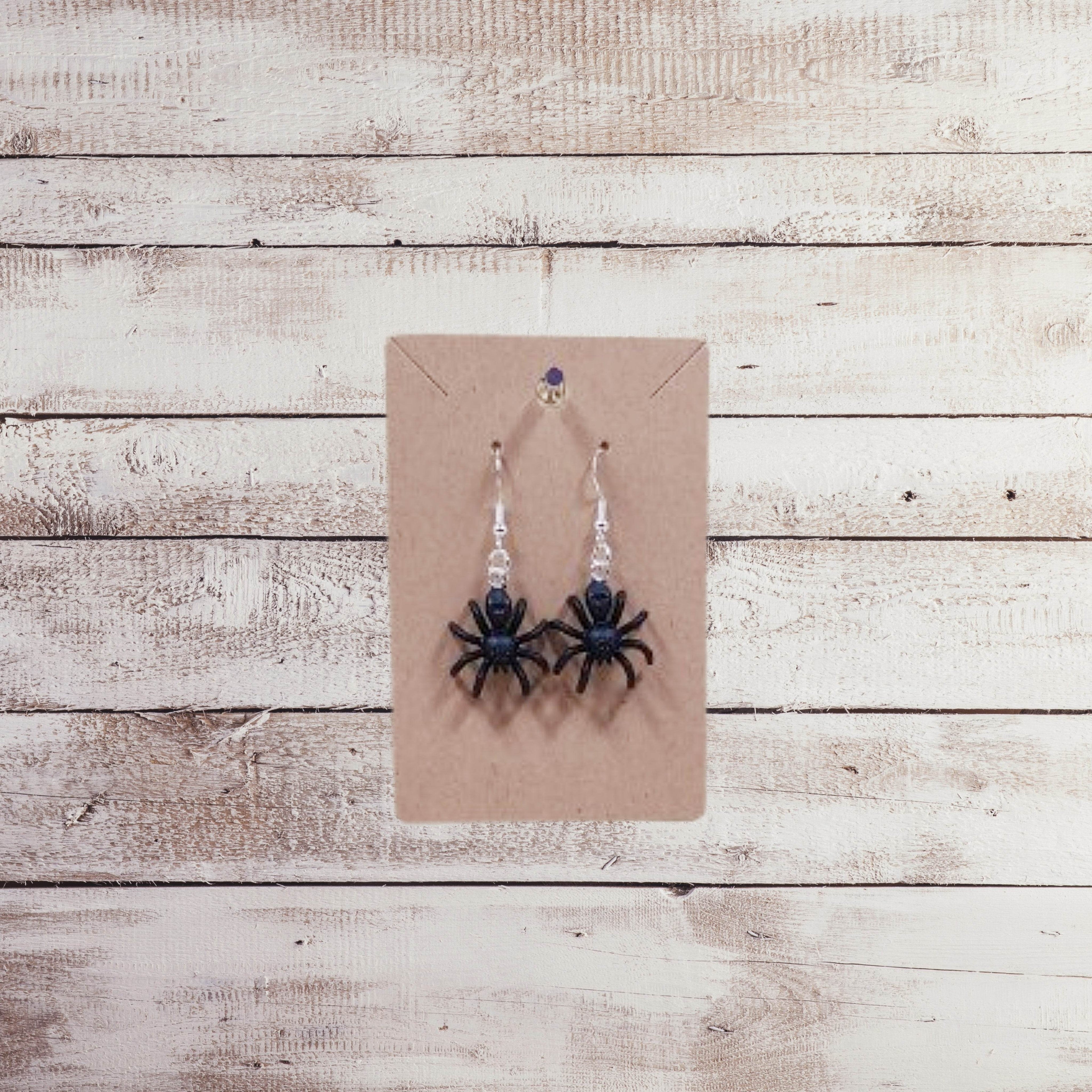 Spider Dangling Silver Plated Hook Earrings