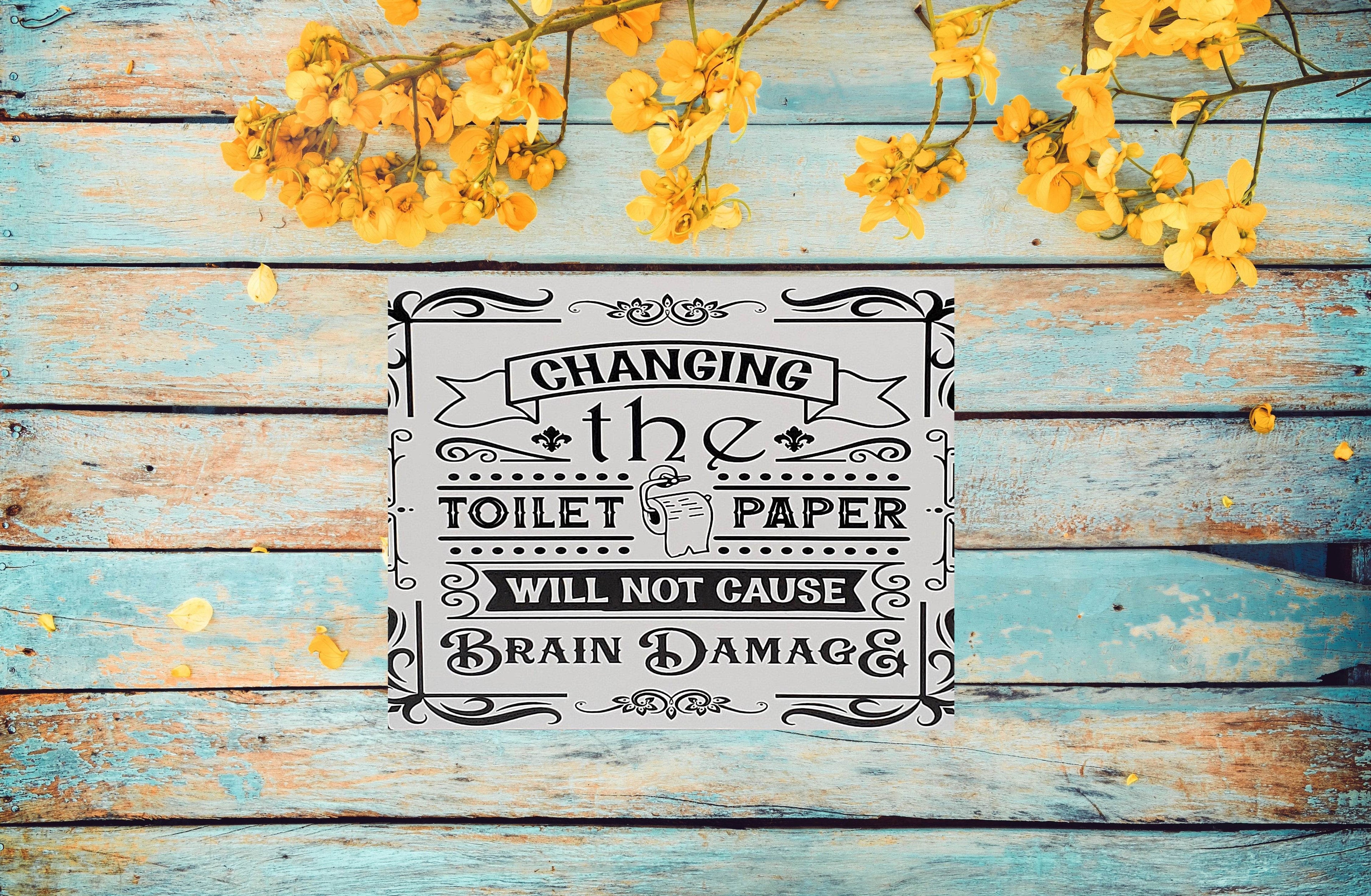 Changing the Toilet Paper will NOT cause Brain Damage Aluminum Sign 8x10