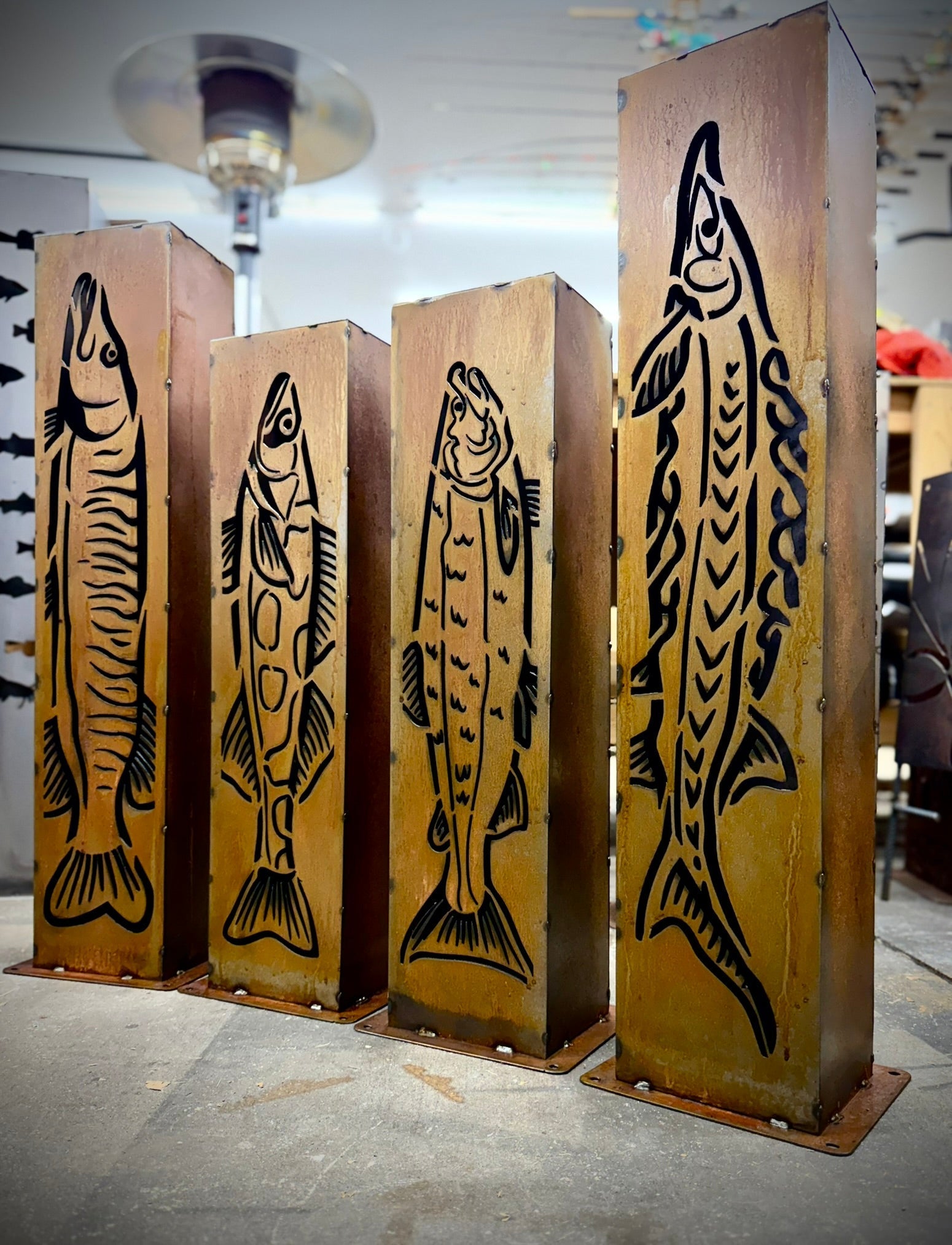 XL Steel Fish Luminary Pillar | 30 & 36 in.
