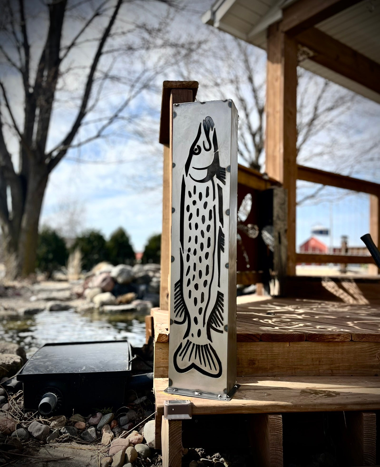 XL Steel Fish Luminary Pillar | 30 & 36 in.