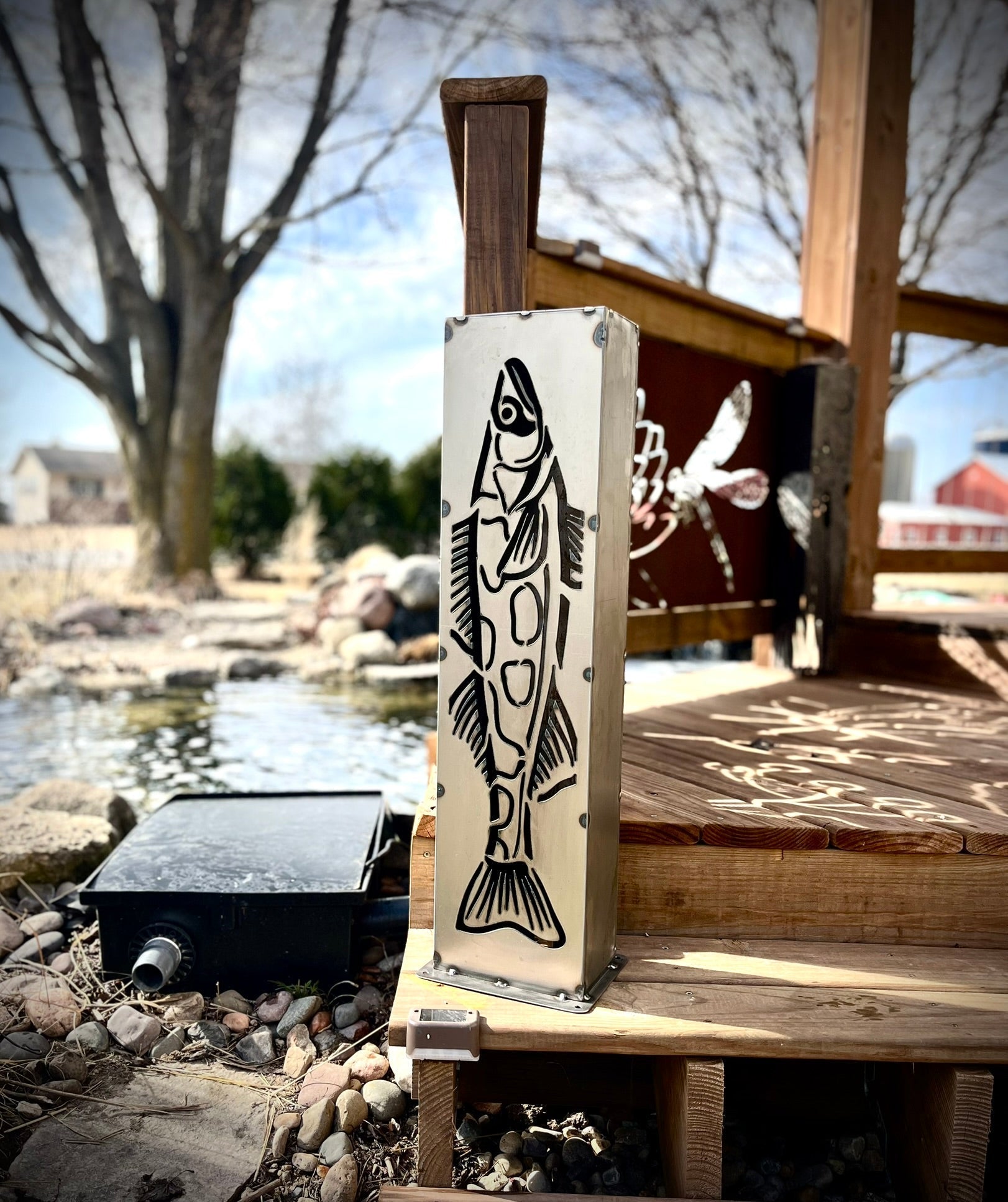 XL Steel Fish Luminary Pillar | 30 & 36 in.