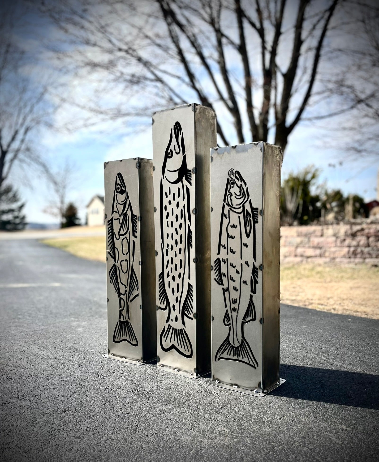 XL Steel Fish Luminary Pillar | 30 & 36 in.