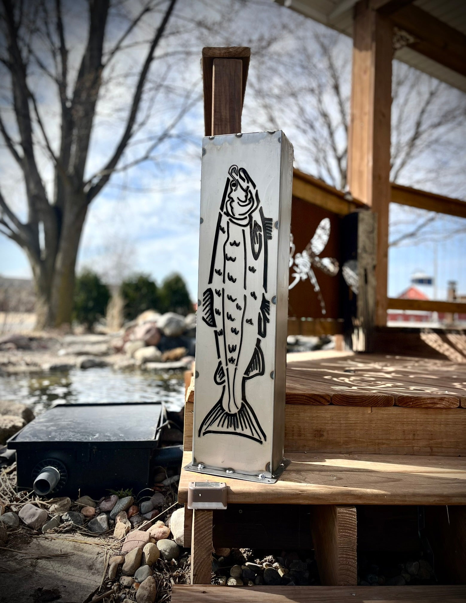 XL Steel Fish Luminary Pillar | 30 & 36 in.